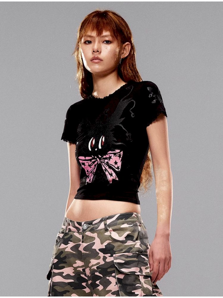 Magic Bunny Glitter Print T-Shirt【s0000008979】