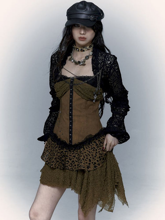 leopard print suspender dress