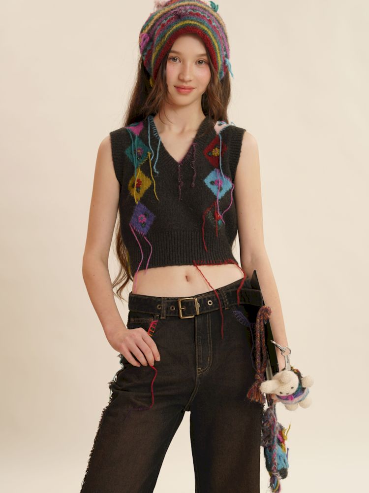 Fringe Sleeveless Knit Vest【s0000006030】