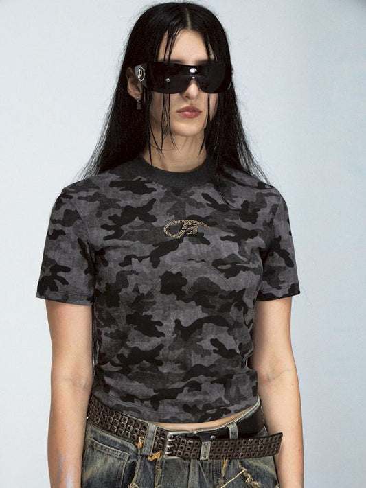 Camouflage Slim Short T-Shirt【s0000008488】
