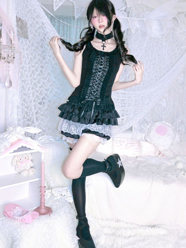 Tie-back tank top/short-sleeved shirt【s0000012692】