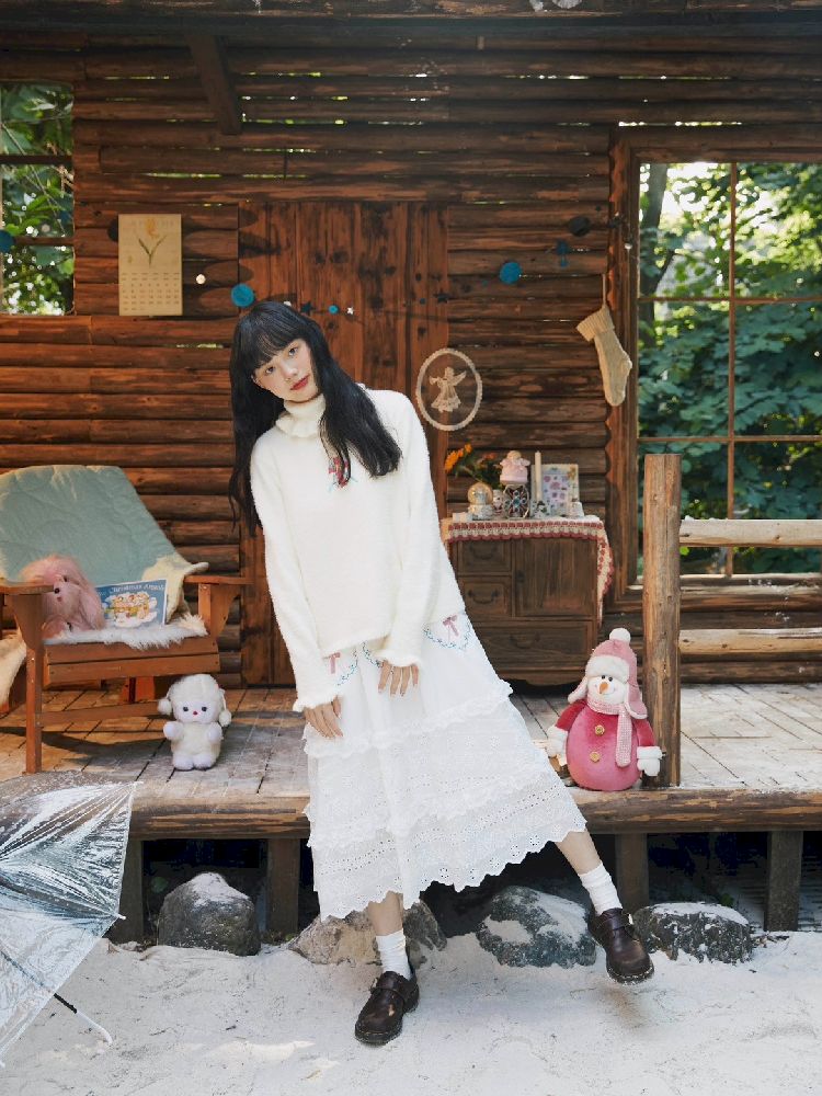 Turtleneck Lapel Lace Sweater【s0000004653】