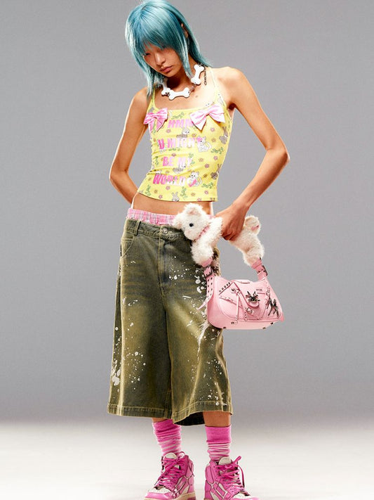 Cat & Rabbit Printed Bowknot Suspenders【s0000008990】