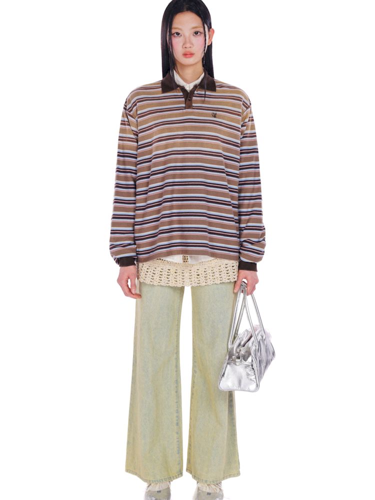 POLO Neck Embroidered Label Long Sleeve T-Shirt【s0000008585】