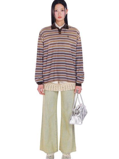 POLO Neck Embroidered Label Long Sleeve T-Shirt【s0000008585】