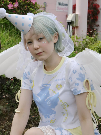 White Angel Cute Printed Girls T-Shirt【s0000009092】