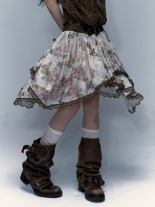 butterfly irregular mesh skirt