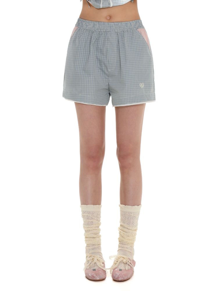 Lace Bow Embroidery Short Sleeve Shorts Pajama Set【s0000008661】