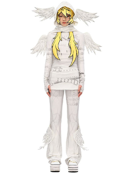 Angel Print Wings Skirt Pants【s0000010233】