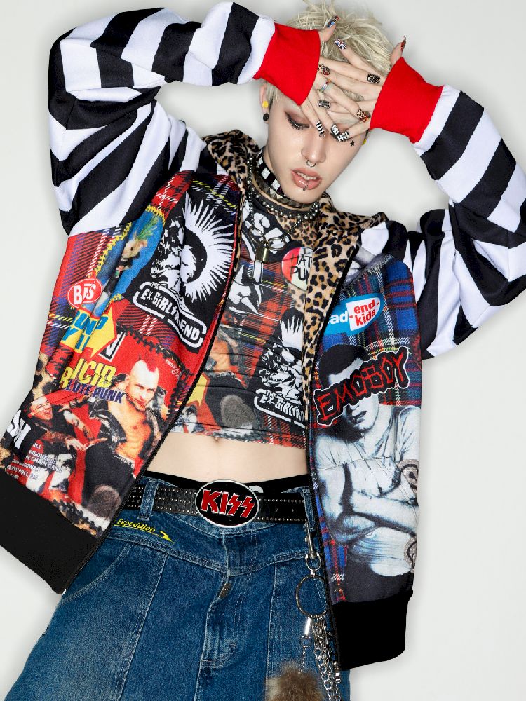 American punk leopard print Zipper Sweatshirt Jacket【s0000010272】