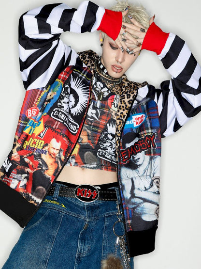 American punk leopard print Zipper Sweatshirt Jacket【s0000010272】