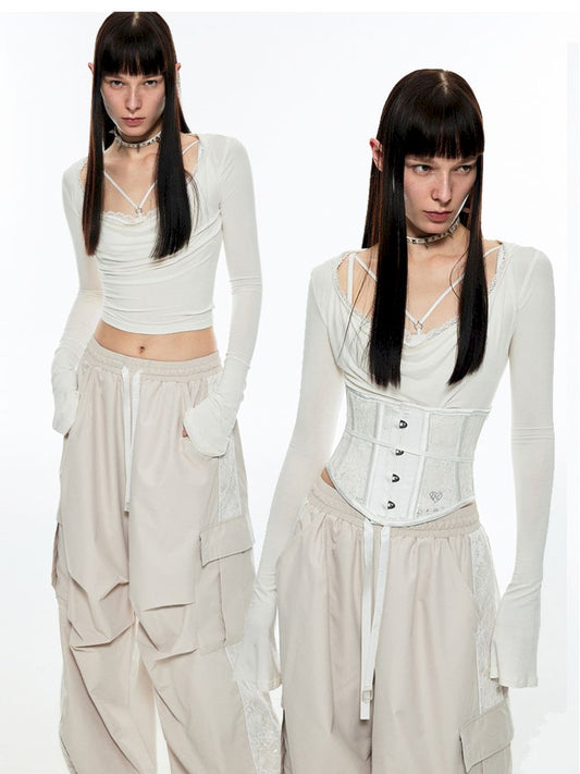 Herringbone lace waist corset【s0000006291】