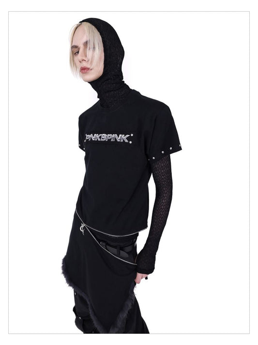 Studded Zip Slim Split Genderless Short Sleeve【s0000009398】