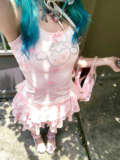 Strawberry Hot Diamonds Top-Cake Skirt【s0000012661】