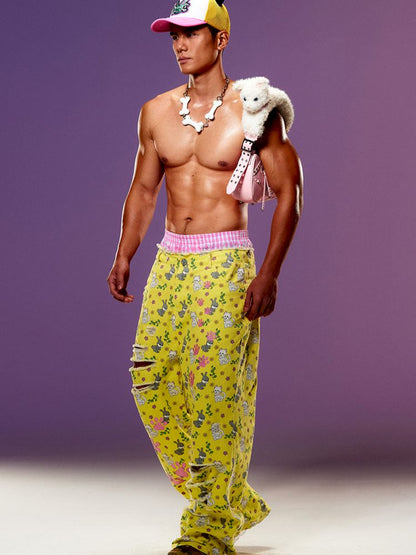 Cat Rabbit Printed Ripped Jeans【s0000008983】