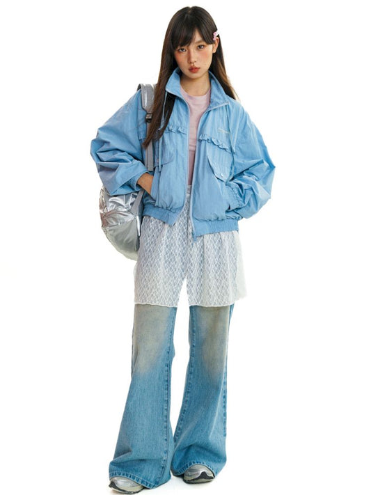 Lace Drawstring Loose Embroidered Jacket【s0000008578】