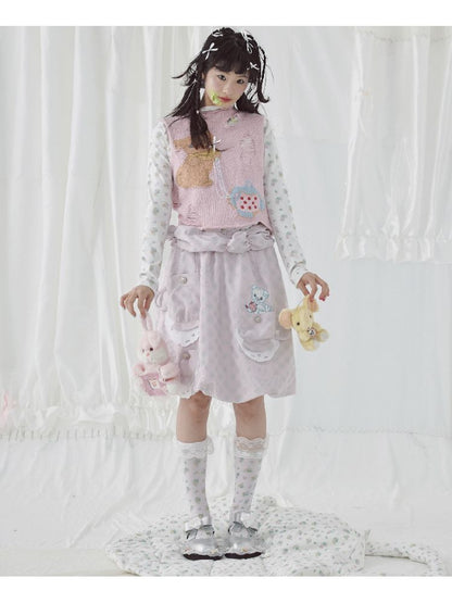 Teacup Cute Two-Tone Halter Skirt【s0000004644】