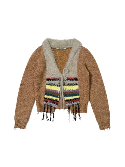 Mixed yarn interweaving stripes sweater【s0000006008】