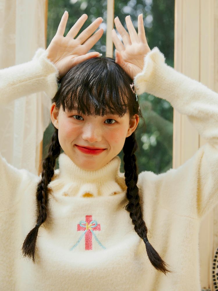 Turtleneck Lapel Lace Sweater【s0000004653】