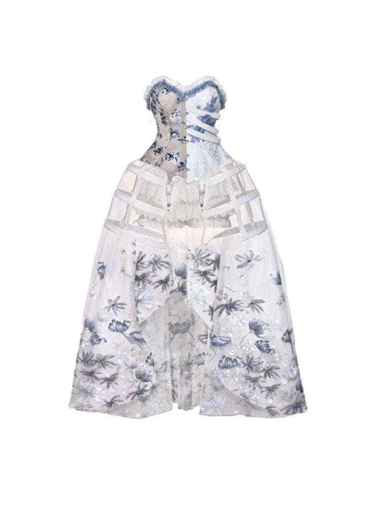 Gothic Ribbed Lace Corset Dress【s0000010034】