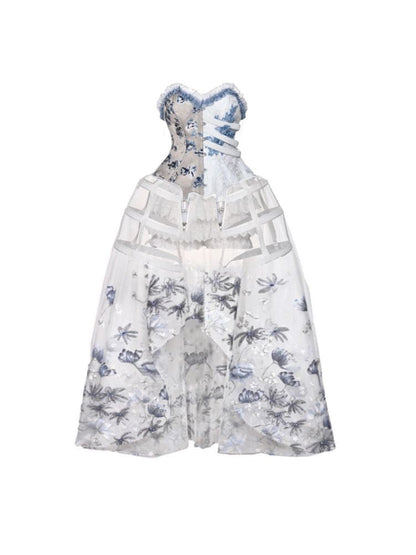 Gothic Ribbed Lace Corset Dress【s0000010034】