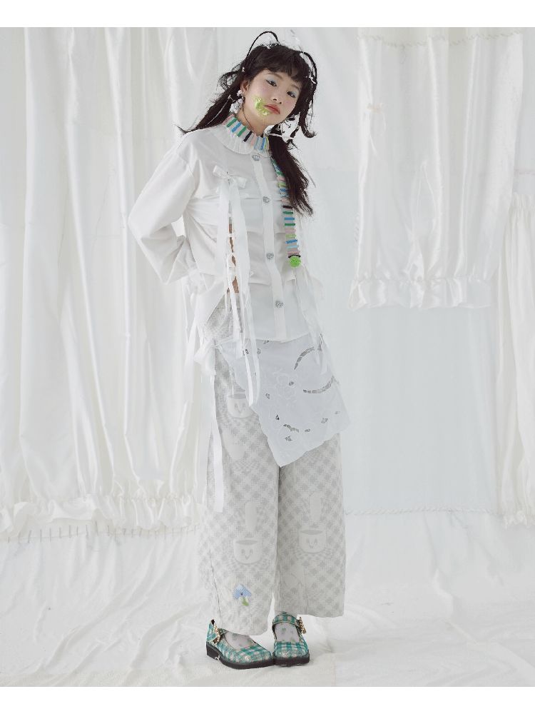 Apron placemat straight casual pants【s0000004647】