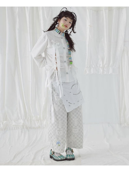 Apron placemat straight casual pants【s0000004647】