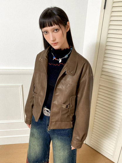 Brown Leather Jacket【s0000010090】