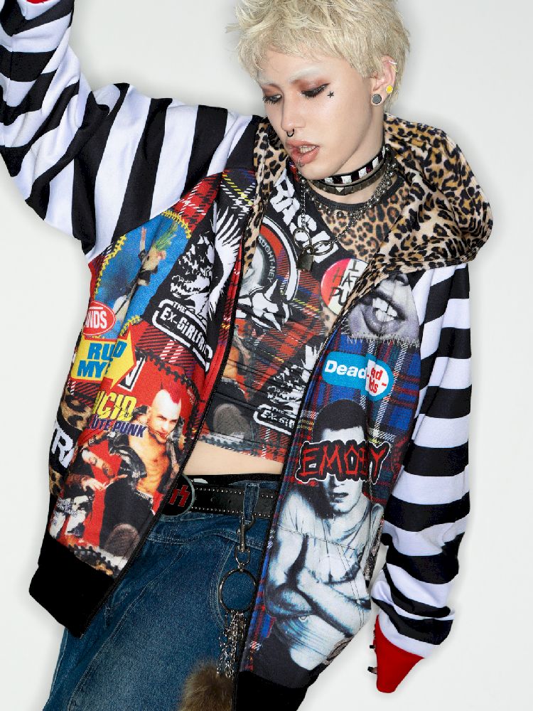 American punk leopard print Zipper Sweatshirt Jacket【s0000010272】