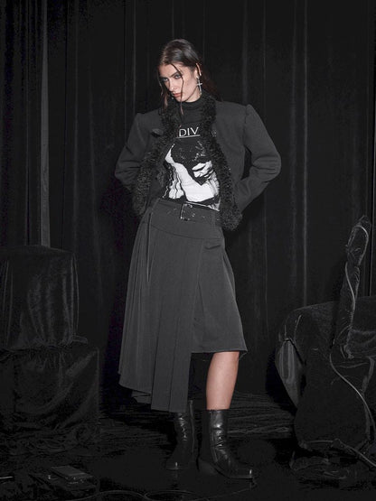 Pleated Slit Suit Skirt【s0000005457】