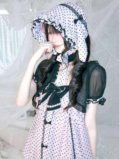 Rabbit ear polka dot bonnet hat【s0000012691】