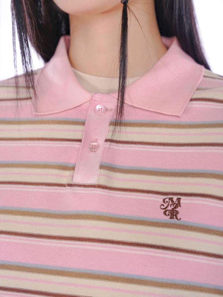 POLO Neck Embroidered Label Long Sleeve T-Shirt【s0000008585】