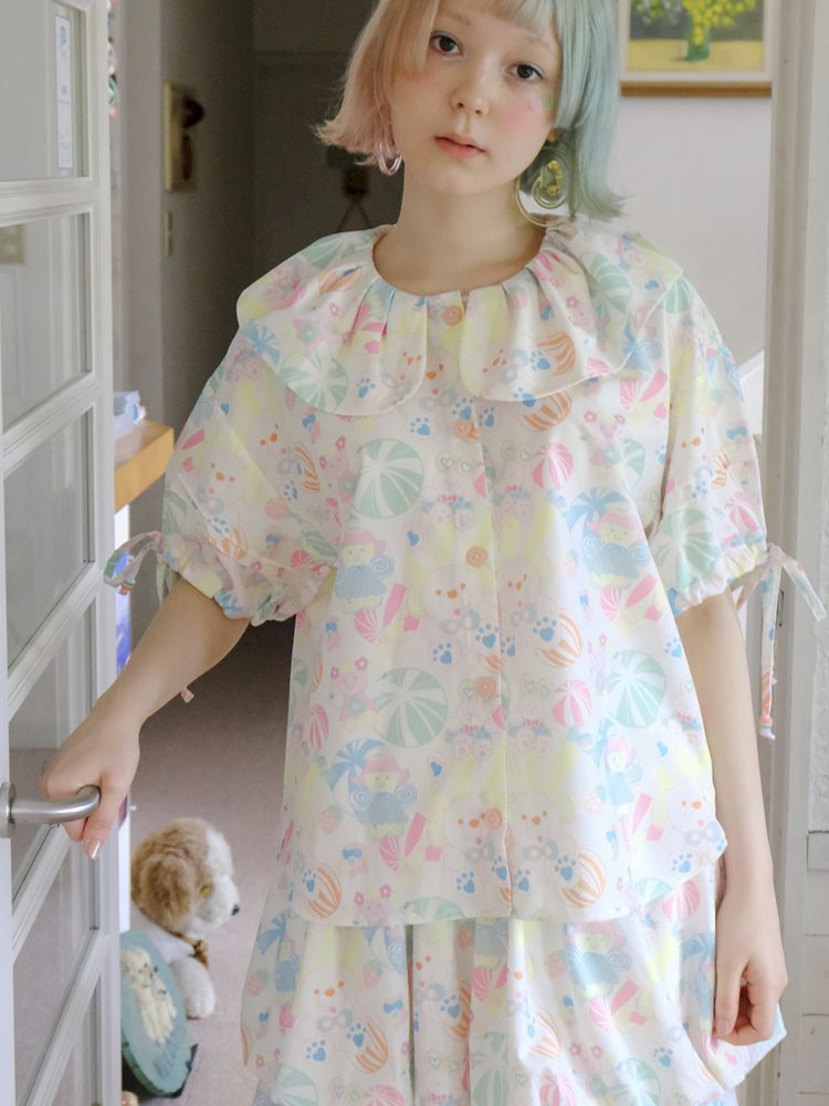 Candy Printed Cute Doll Collar Girl Shirt【s0000009085】