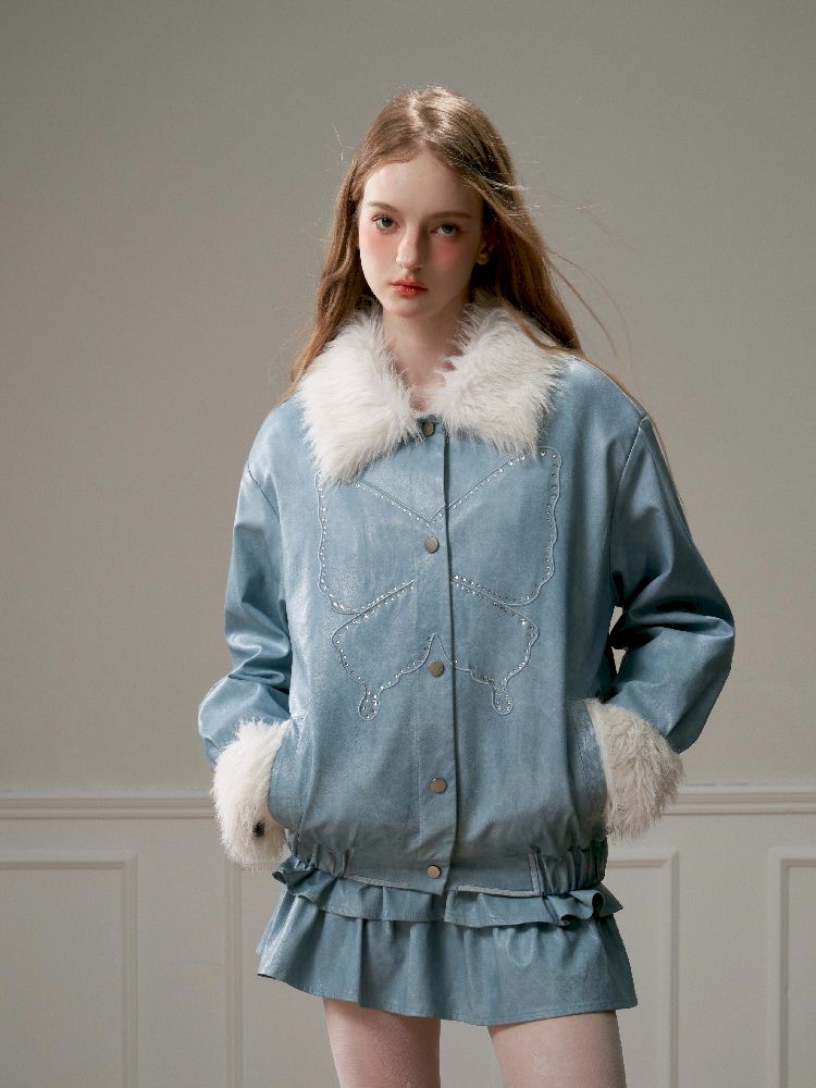 Fur Rubbed Color Leather Jacket【s0000005323】