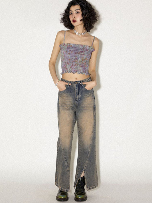 Slant Split Slit Slightly Slim Jeans【s0000008828】