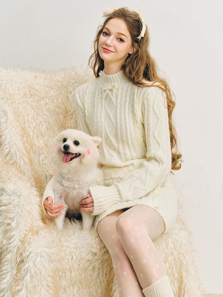 Knit Lace Set Soft Twist Sweater【s0000005282】