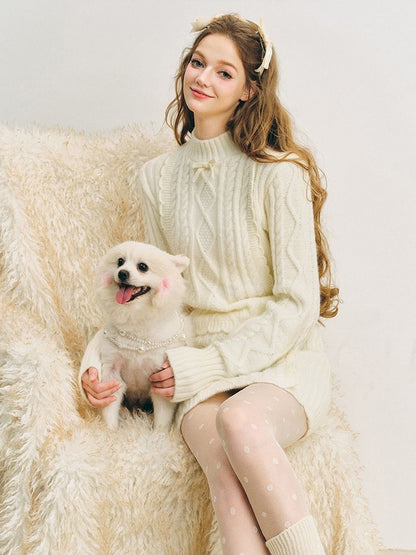 Knit Lace Set Soft Twist Sweater【s0000005282】