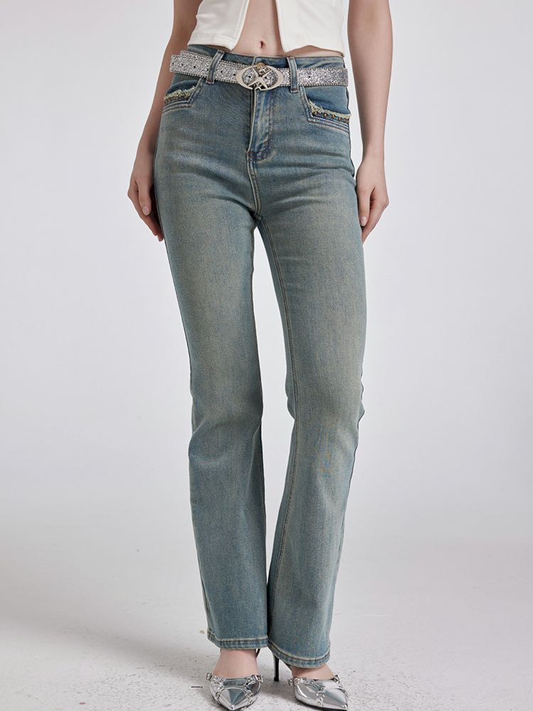 High Street blue ladies skinny jeans【s0000007177】