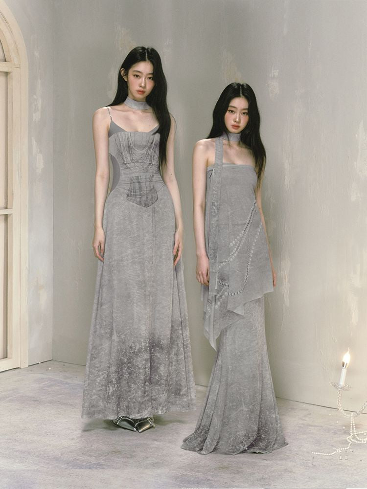 Coolred Feeling Printed Waisted Halter Dress【s0000009594】