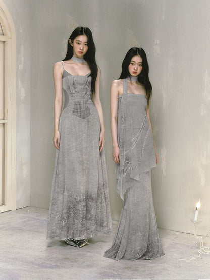 Coolred Feeling Printed Waisted Halter Dress【s0000009594】