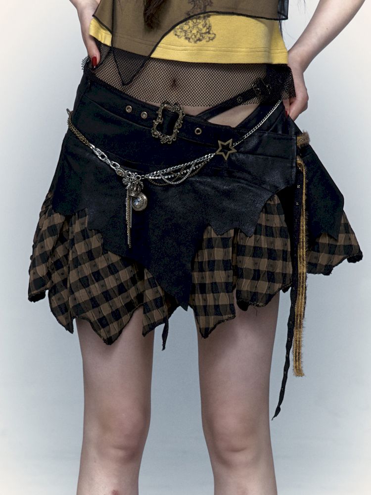 Punk Dark Rock Street Irregular Splicing Halter Skirt【s0000009001】