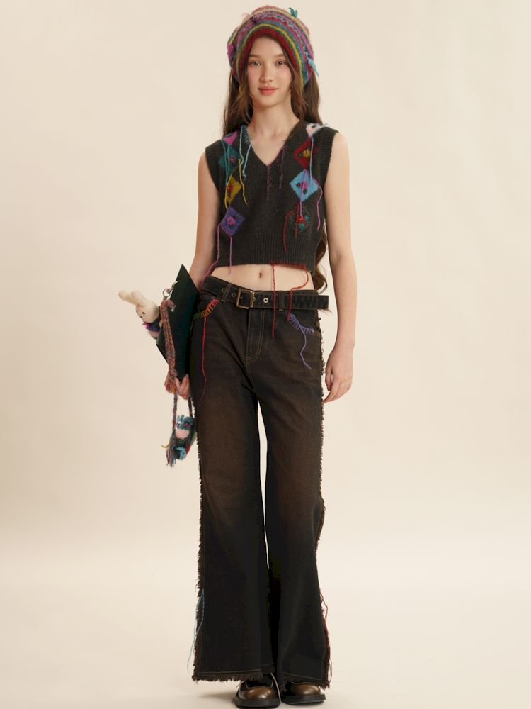 Fringe Sleeveless Knit Vest【s0000006030】