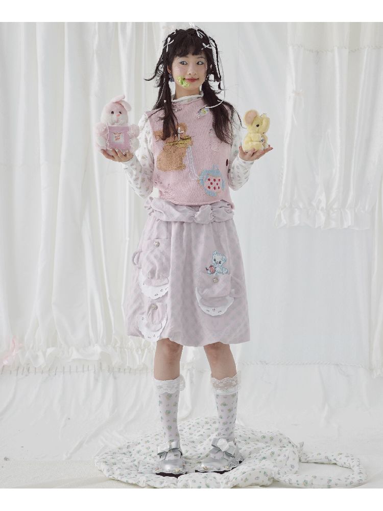 Teacup Cute Two-Tone Halter Skirt【s0000004644】