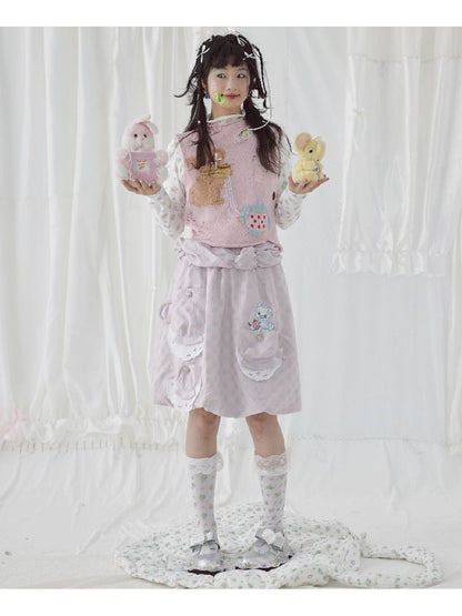 Teacup Cute Two-Tone Halter Skirt【s0000004644】