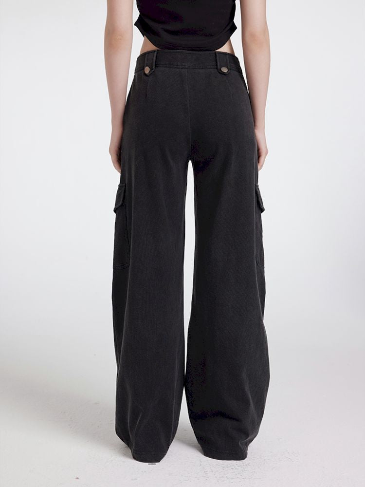 Washed do old sports peplum pants【s0000007172】