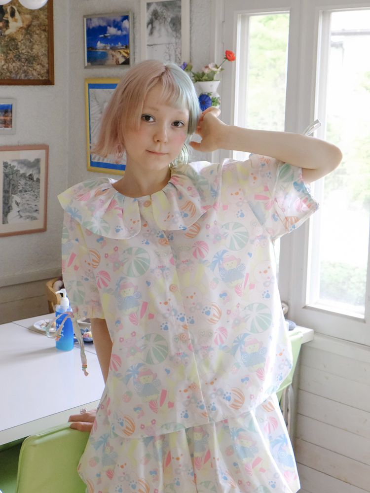 Candy Printed Cute Doll Collar Girl Shirt【s0000009085】