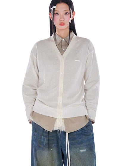 Long soft feeling V-neck knitted cardigan【s0000008606】