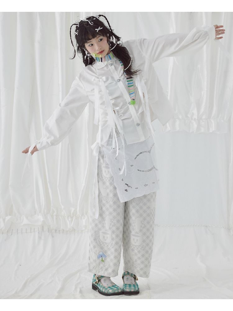 Apron placemat straight casual pants【s0000004647】