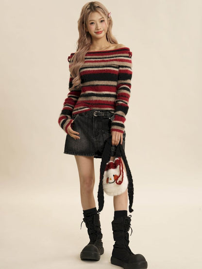 One shoulder Slim sweater【s0000005996】