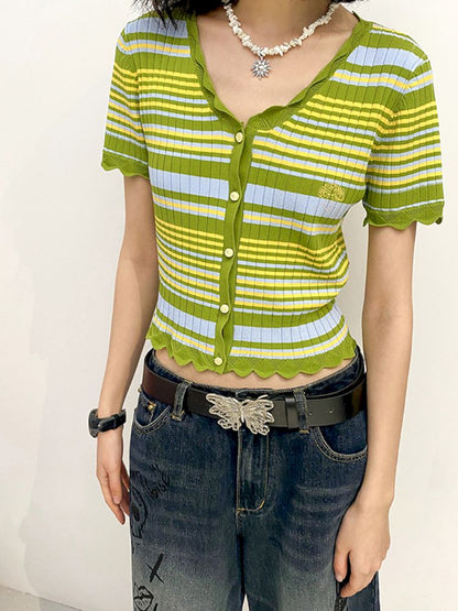 Flight to Berlin" Knit Short Sleeve Cardigan【s0000008868】"